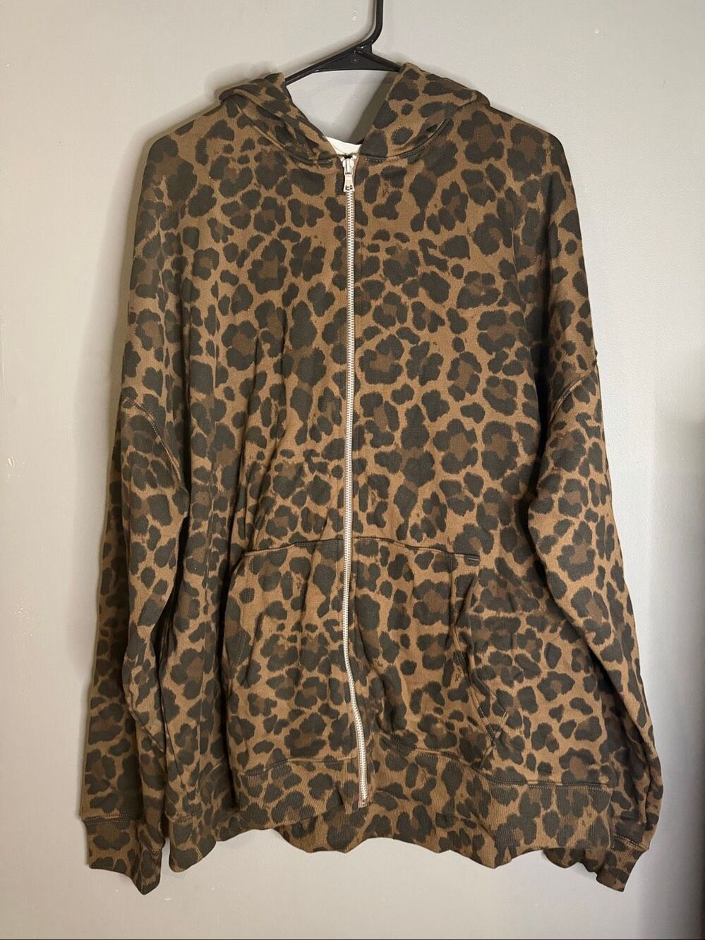 No Boundaries Leopard Print Zip Up Jacket Size XL Tall NWT